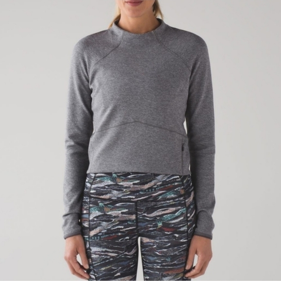 Lululemon Hill and Valley Mock Neck Long Sleeve Top in Heathered Slate Rulu - Picture 1 of 10
